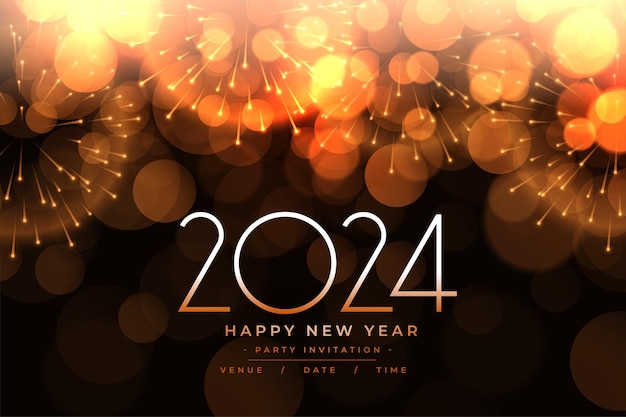 Free vector realistic 2024 new year party celebration background with firework burst vector