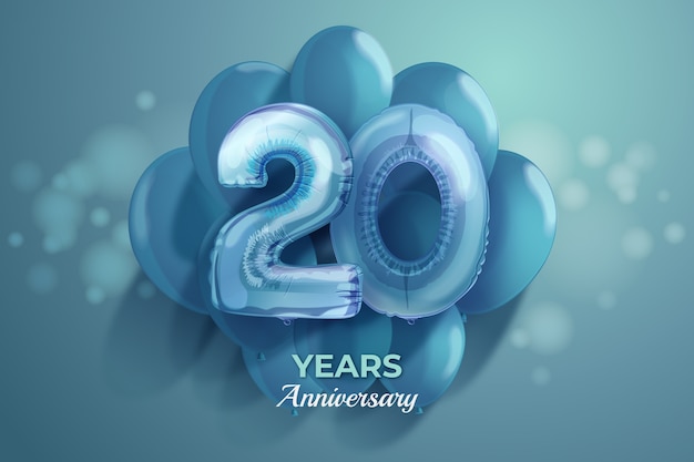 Free vector realistic 20th anniversary or birthday