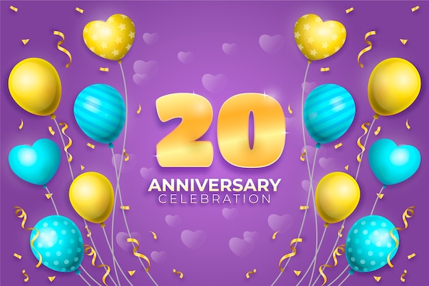 Free vector realistic 20th anniversary card