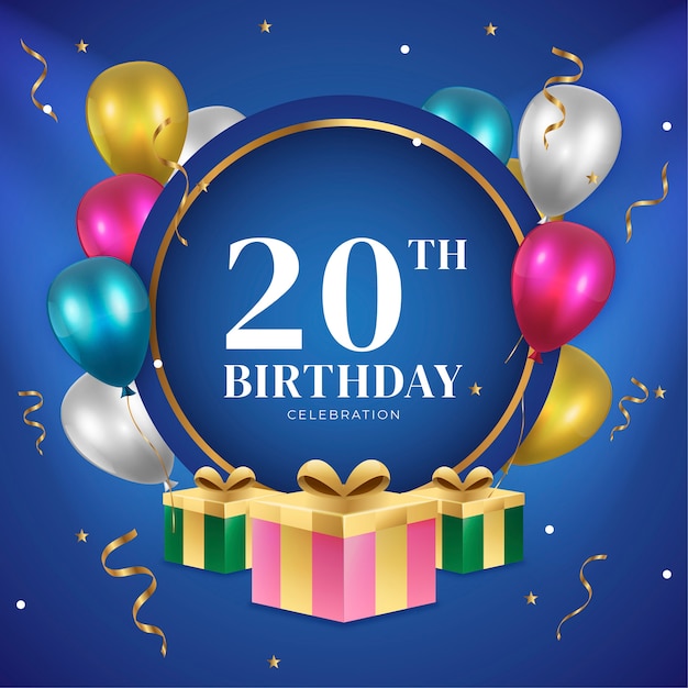 Free vector realistic 20th anniversary card