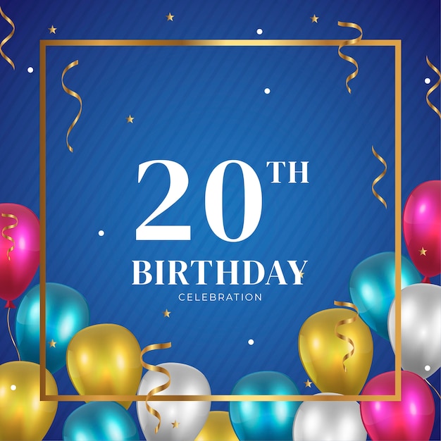 Free vector realistic 20th anniversary card