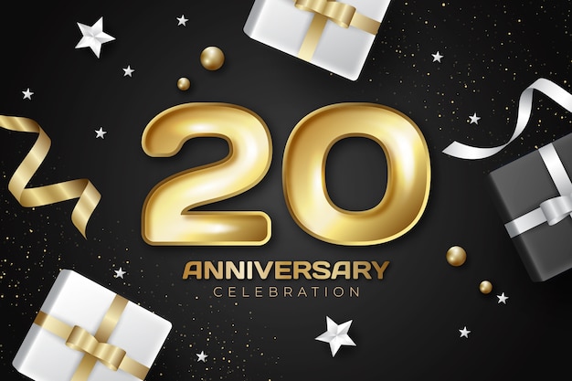 Free vector realistic 20th anniversary card