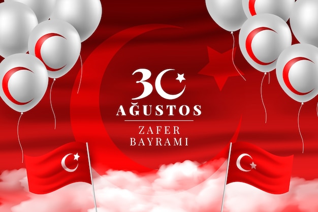 Free vector realistic 30 agustos background with balloons