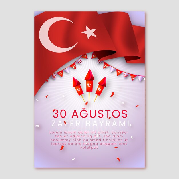 Realistic 30 agustos vertical poster template