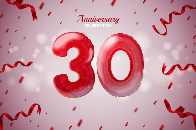 Free vector realistic 30th anniversary or birthday