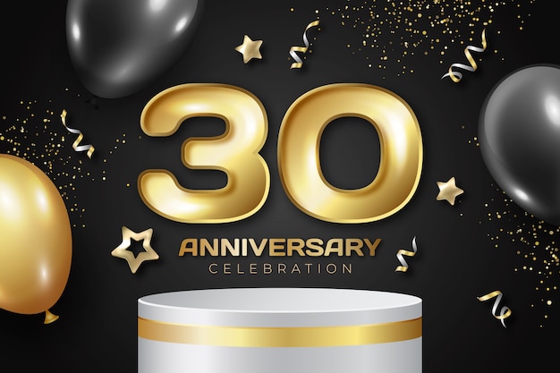 Free vector realistic 30th anniversary card