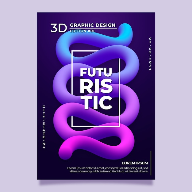 Vettore gratuito modello di poster astratto 3d realistico