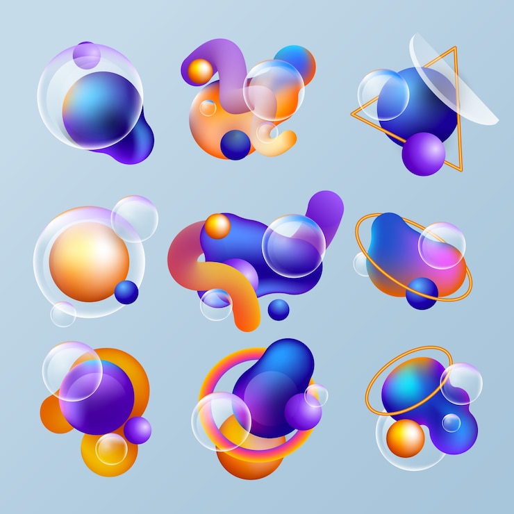 Free Vector realistic 3d abstract shape set