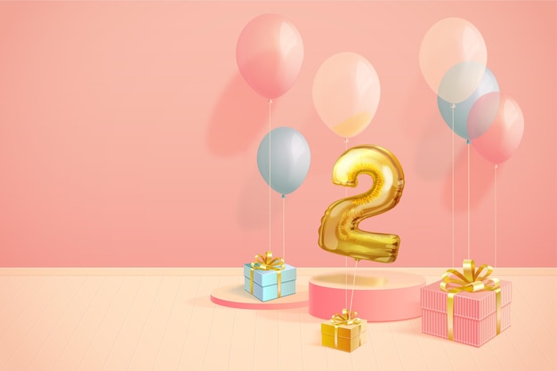 Sfondo di compleanno 3d realistico