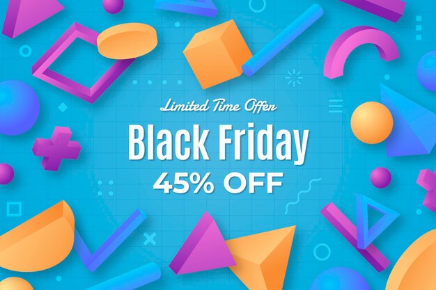 Vettore gratuito sfondo realistico del black friday in 3d