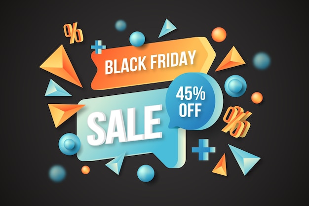 Free vector realistic 3d black friday background