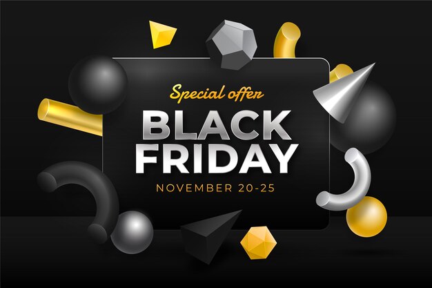 Realistic 3d black friday background