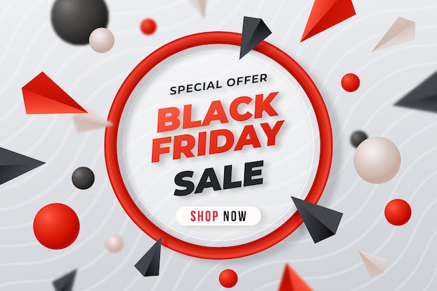 Realistic 3d black friday background