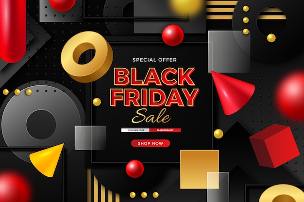 Realistic 3d black friday background