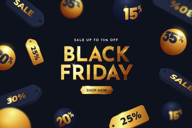 Realistic 3d black friday background