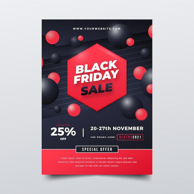 Realistic 3d black friday vertical sale poster template
