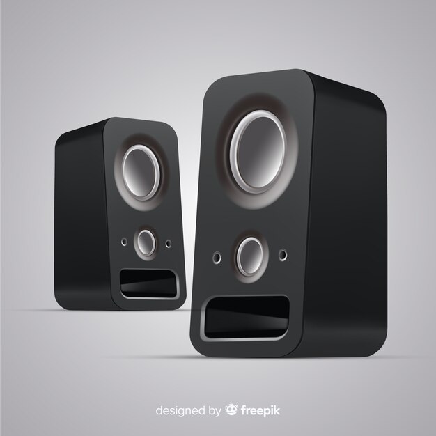 Realistic 3d black speaker background