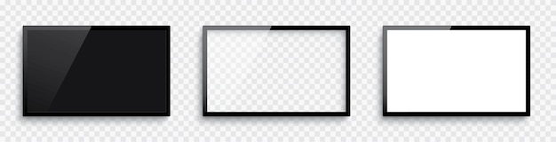 Realistic 3d blank tv screen. television, modern screen lcd, led, hd, 4k, 5k. modern lcd wall panel. blank television template. empty tv frame with shadow - stock vector.