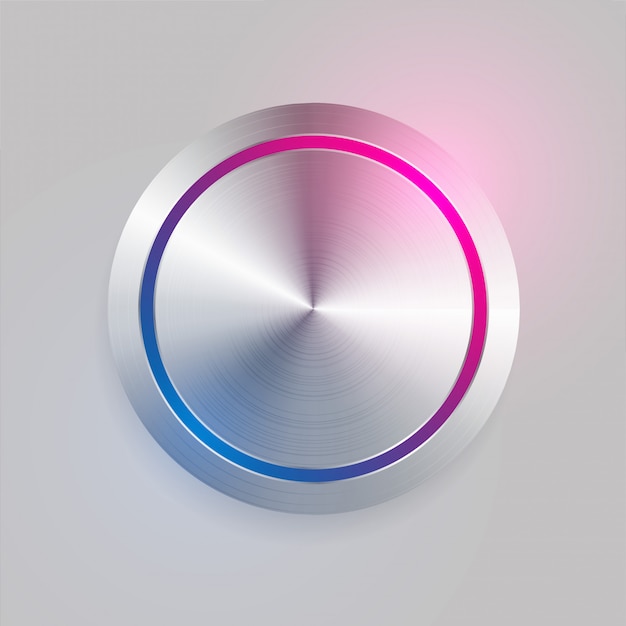 Бесплатное векторное изображение Реалистичная 3d матовая металлическая круглая кнопка
