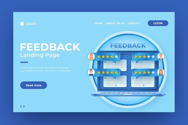 Realistic 3d feedback landing page