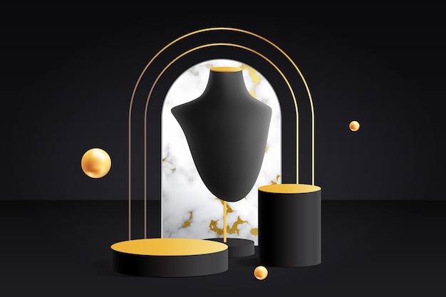 Free vector realistic 3d jewelry showcase podium