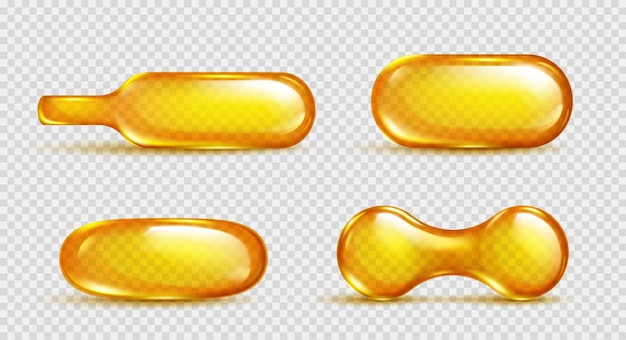 無料ベクター 透明な背景にリアルな 3 d オイル カプセル