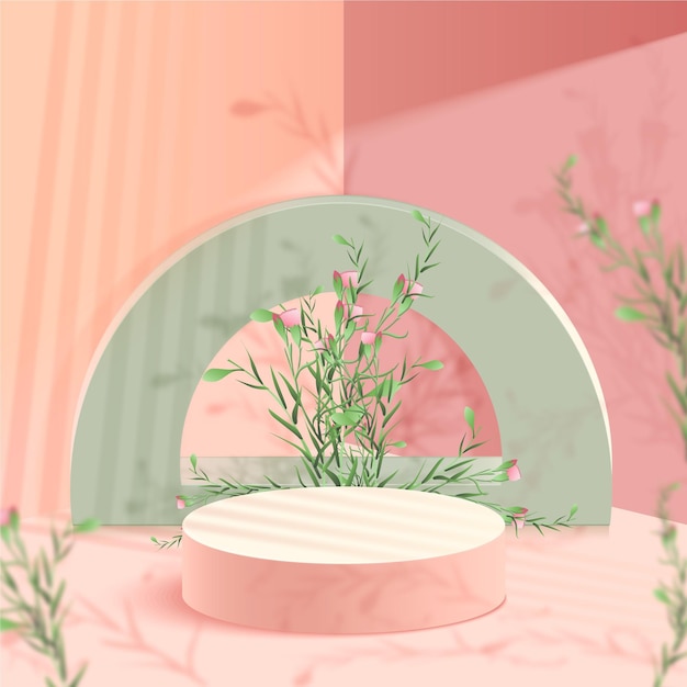 Realistic 3d podium in pastel colours