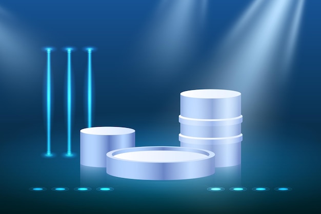 Free vector realistic 3d podium with lights