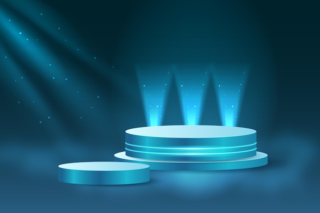 Free vector realistic 3d podium with lights