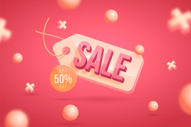 Free vector realistic 3d sale background with discount