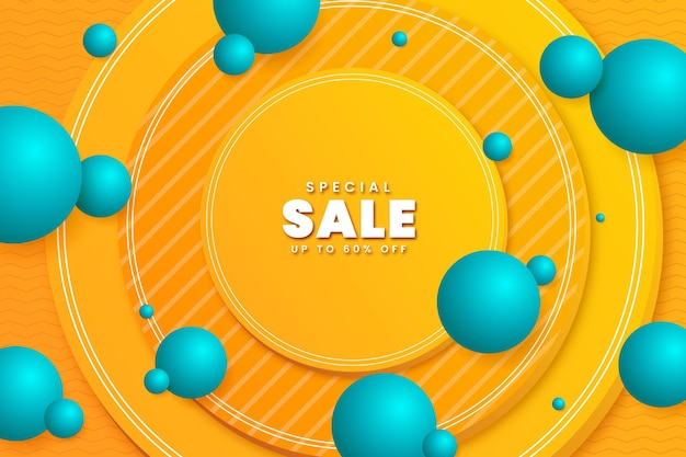 Realistic 3d sale background with sphere shapes