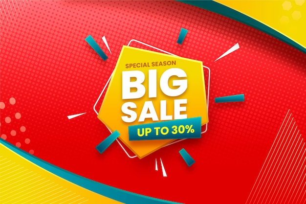 Realistic 3d sale background