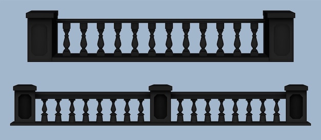 Realistic 3d set of classical balustrade handrails