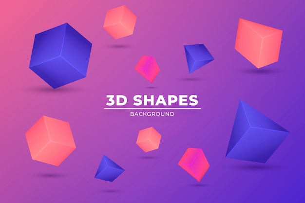 Realistic 3d shapes floating background