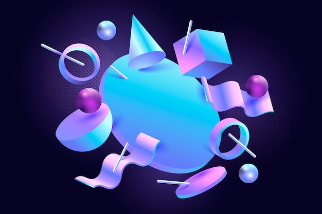 Realistic 3d shapes floating background