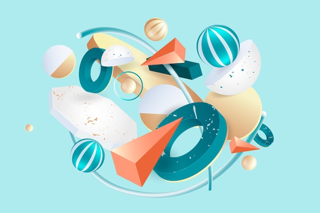 Free vector realistic 3d shapes floating