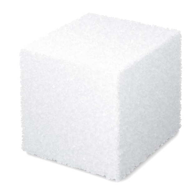 Realistic 3d sugar cube isolated on white background