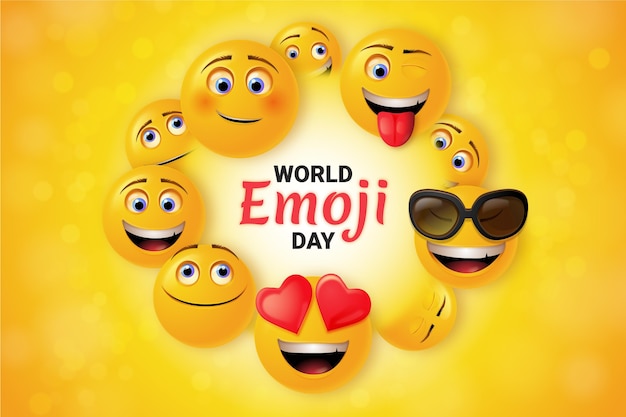 Realistic 3d world emoji day illustration