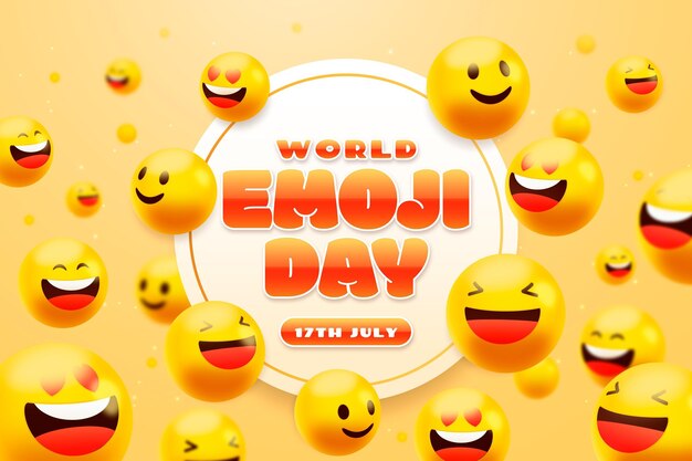 Realistic 3d world emoji day illustration