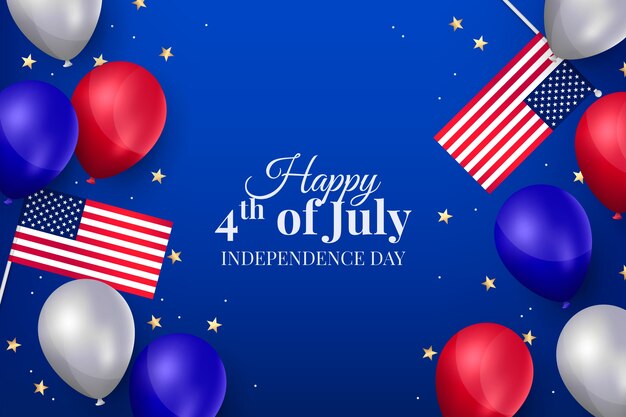 Realistic 4th of july background with balloons