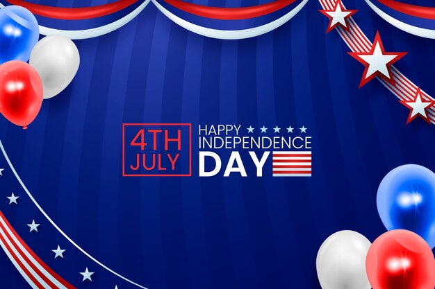 Realistic 4th of july background with balloons