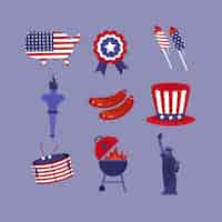 Free vector realistic 4th of july element collection