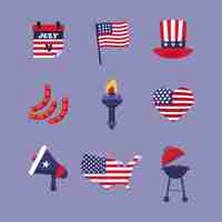 Free vector realistic 4th of july element set