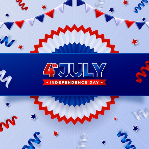 Free vector realistic 4th of july illustration with us flag design