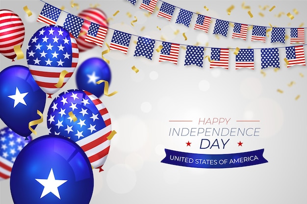 Free vector realistic 4th of july - independence day balloons background