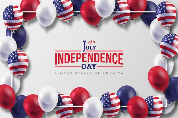 Realistic 4th of july independence day balloons background