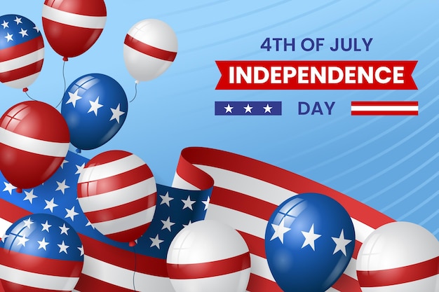 Free vector realistic 4th of july - independence day balloons background