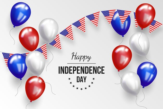 Realistic 4th of july - independence day balloons background