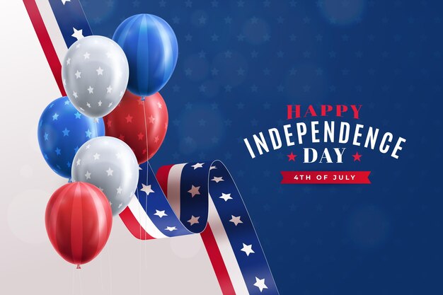 Realistic 4th of july independence day balloons background