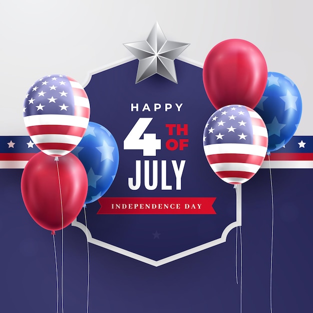 Free vector realistic 4th of july independence day balloons background